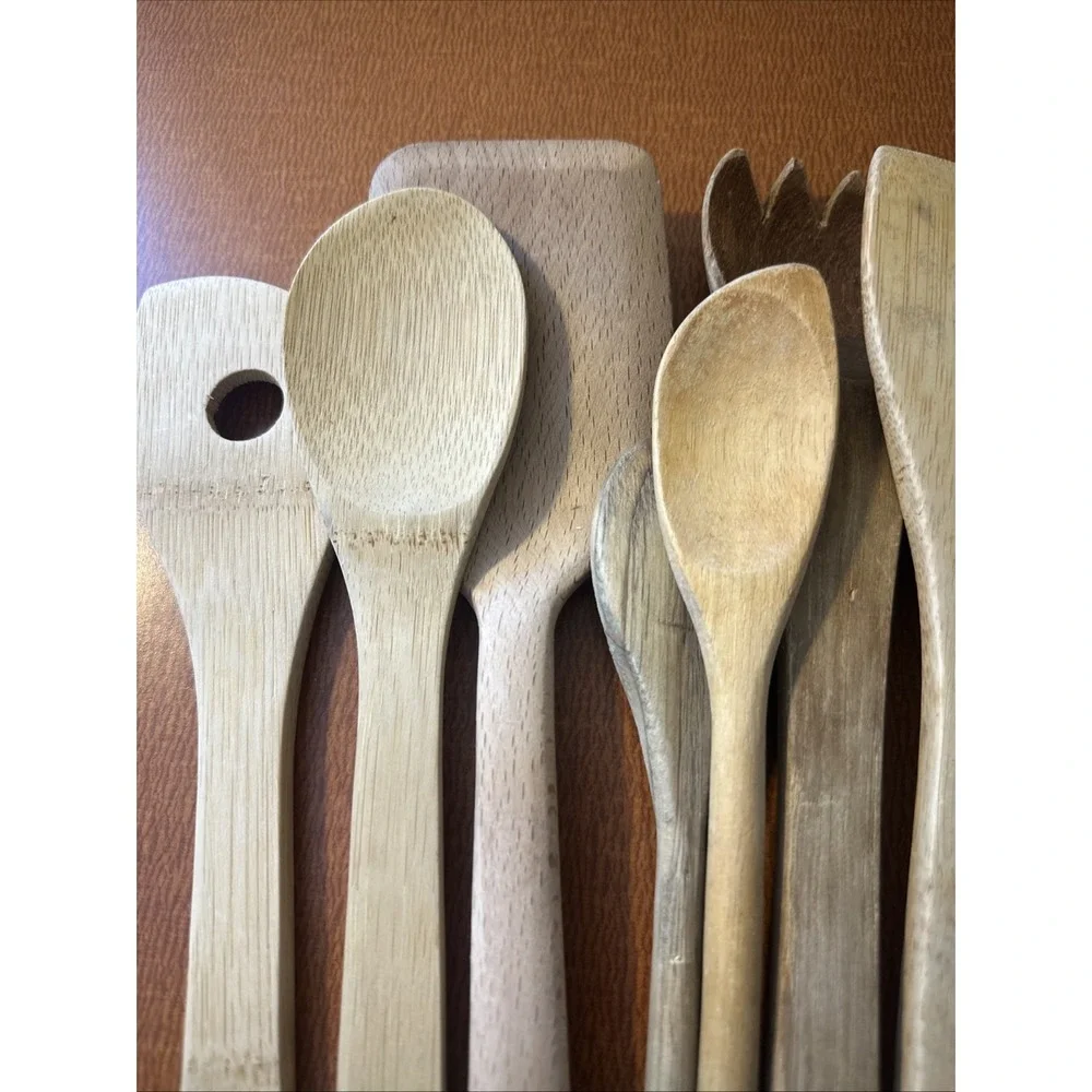 Lot Of 9 Wooden & Bamboo Cooking‎ Utensils